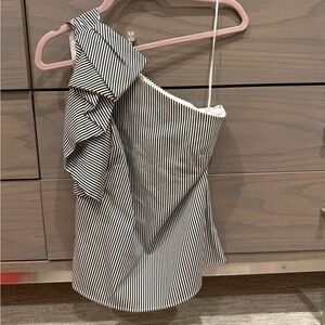 Banana Republic Women’s One Shoulder Navy + white Pinstripe Tank Top Size 4